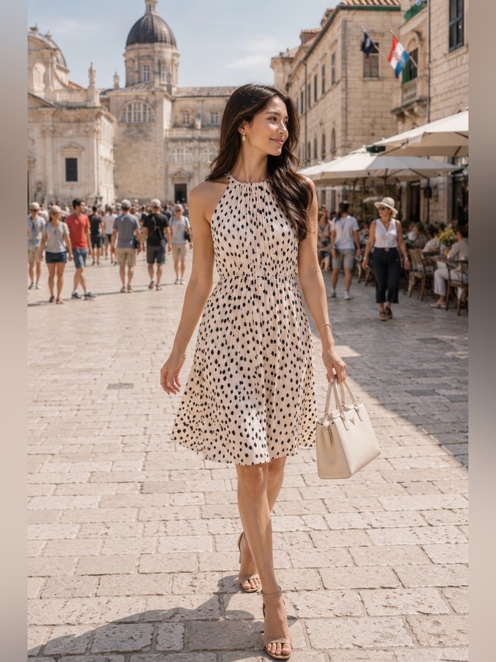 Kate Spade Ivory Animal Print Halter Dress ~ Sz 12